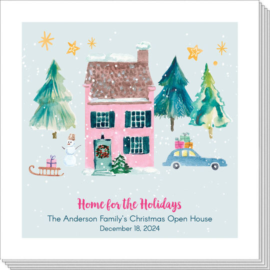 Watercolor Holiday House Napkins